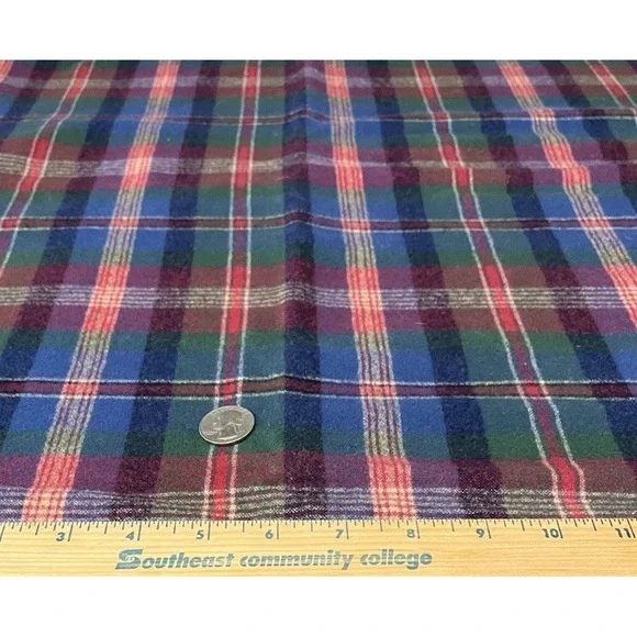 Quilt Craft Fabric Wool Multicolor Plaid Material Blue Red Green White - Picture 4 of 7